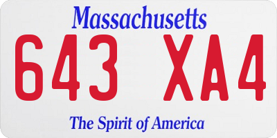 MA license plate 643XA4