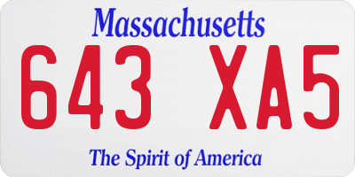 MA license plate 643XA5
