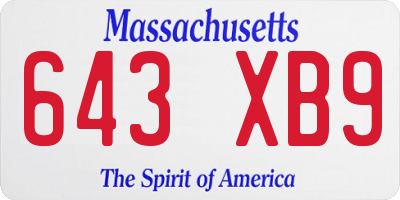 MA license plate 643XB9