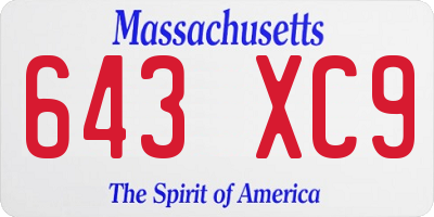 MA license plate 643XC9