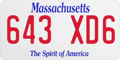 MA license plate 643XD6