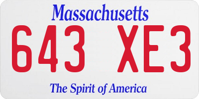 MA license plate 643XE3