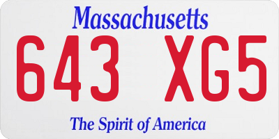 MA license plate 643XG5