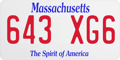 MA license plate 643XG6