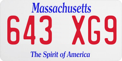 MA license plate 643XG9