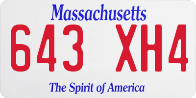 MA license plate 643XH4