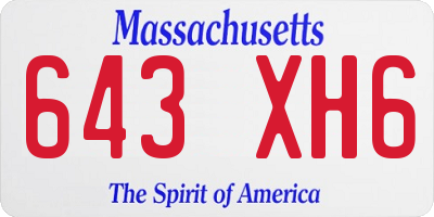 MA license plate 643XH6