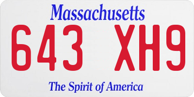 MA license plate 643XH9