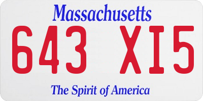 MA license plate 643XI5