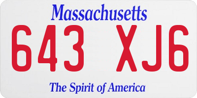 MA license plate 643XJ6