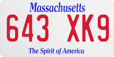 MA license plate 643XK9
