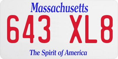 MA license plate 643XL8