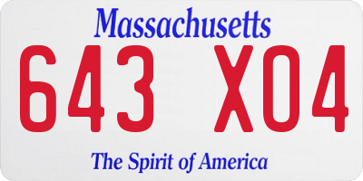 MA license plate 643XO4
