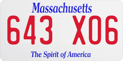 MA license plate 643XO6