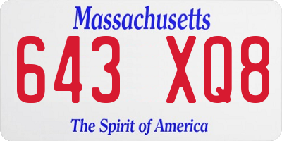 MA license plate 643XQ8