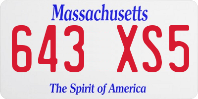 MA license plate 643XS5