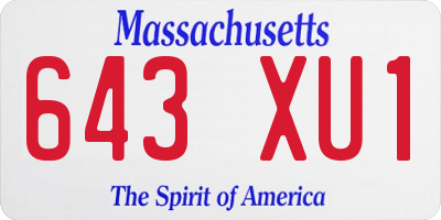 MA license plate 643XU1