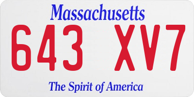 MA license plate 643XV7