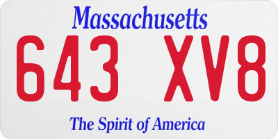 MA license plate 643XV8