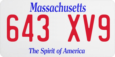 MA license plate 643XV9