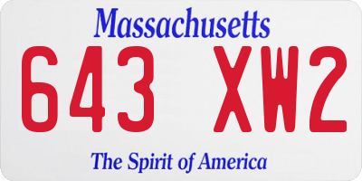 MA license plate 643XW2