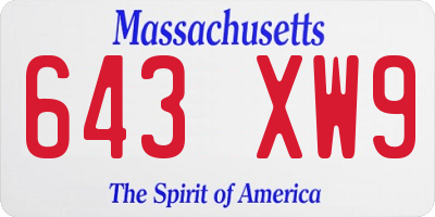 MA license plate 643XW9