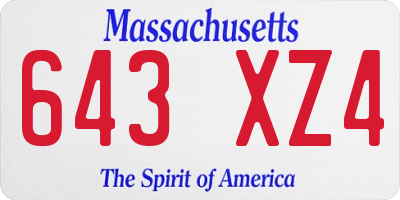 MA license plate 643XZ4