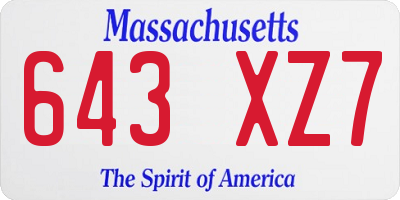 MA license plate 643XZ7