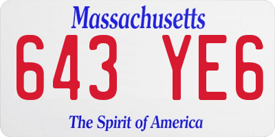 MA license plate 643YE6