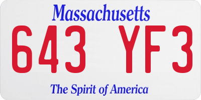 MA license plate 643YF3