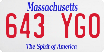 MA license plate 643YG0