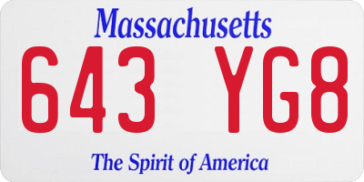 MA license plate 643YG8
