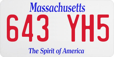 MA license plate 643YH5