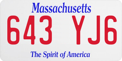 MA license plate 643YJ6