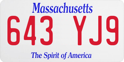 MA license plate 643YJ9