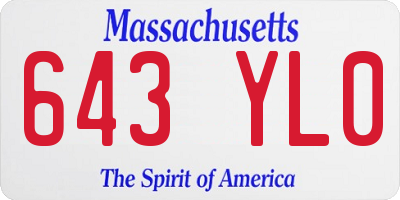 MA license plate 643YL0