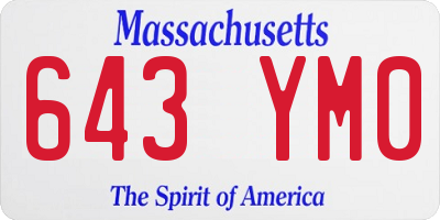 MA license plate 643YM0