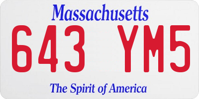 MA license plate 643YM5