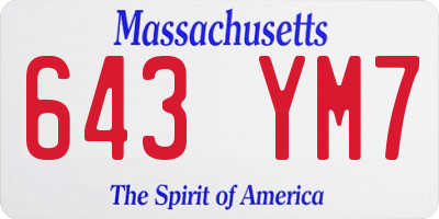 MA license plate 643YM7