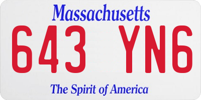 MA license plate 643YN6