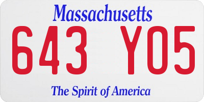 MA license plate 643YO5