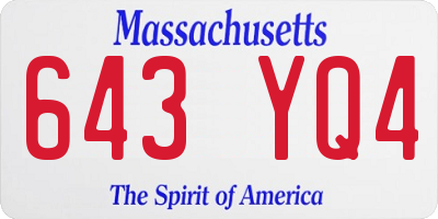 MA license plate 643YQ4