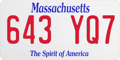 MA license plate 643YQ7