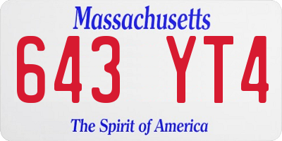 MA license plate 643YT4