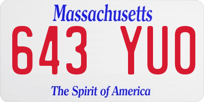 MA license plate 643YU0