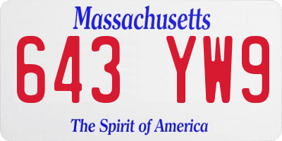 MA license plate 643YW9