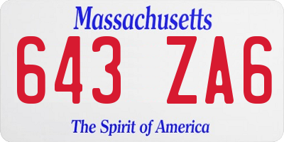 MA license plate 643ZA6