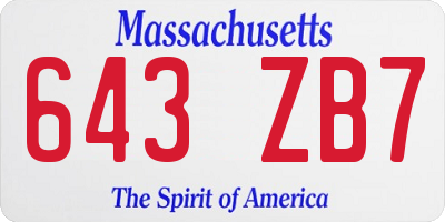 MA license plate 643ZB7