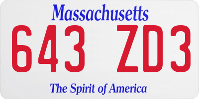 MA license plate 643ZD3