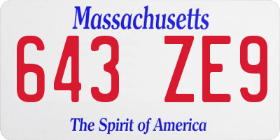 MA license plate 643ZE9